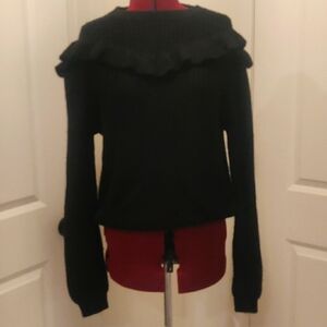 Hilary MacMillan Black Sweater With Ruffle NWT